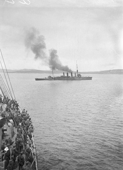 HMAS Melbourne or HMAS Sydney in King George Sound, Albany WA, c. October 1914 by Phillip Frederick Edward Schuler