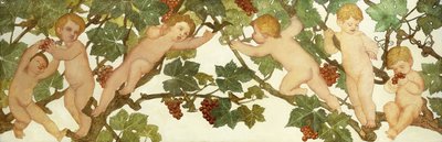 Putti Frolicking in a Vineyard by Phoebe Anna Traquair