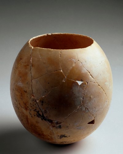 Empty ostrich egg. From Laurita (Almunecar). 7th century BC. Granada, Museo Arqueologico by Phoenician