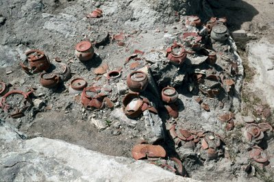 Remains of vases from the tophet of the Punic City of Sulcis (late 8th century BC) by Phoenician Phoenician