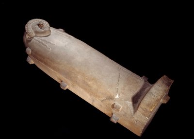 Phoenicia: sarcophagus with a human head in white marble from Tripoli, Lebanon by Phoenician Phoenician
