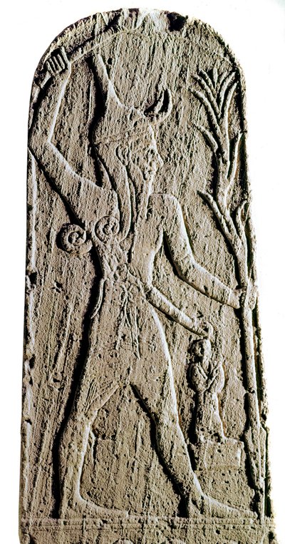 Limestone stele of the god Baal in lightning (19th or 18th century BC) by Phoenician Phoenician