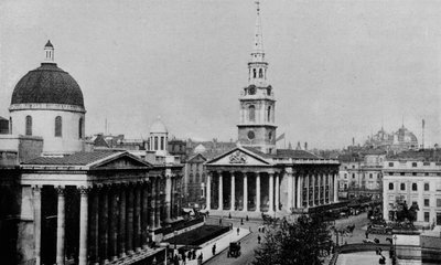 National Gallery and Church of St Martin-in-the-Fields, Westminster, London, c1910 1911 by Photochrom Co Ltd of London