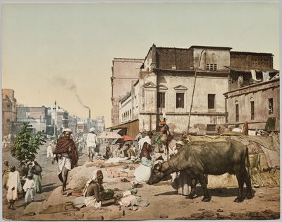 India. Calcutta. Harrison Road I with Group of Jogees, after photo by Dr. Kurt Boeck by Photoglob Co. (Zurich, active c. 1890 1910)