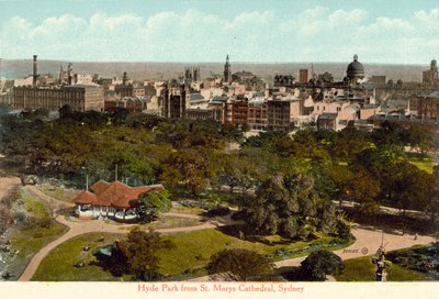 Hyde Park from St Marys Cathedral, Sydney by Photographer Australian