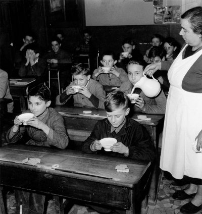 Free Milk in French Schools, 8th December 1954 by Photographer French