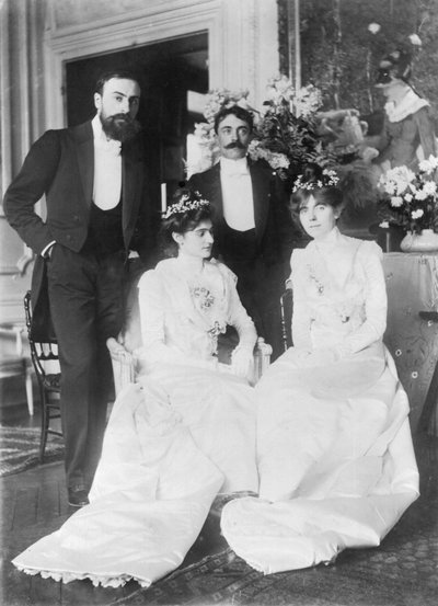 Ernest Rouart and His Wife Julie Manet, Paul Valery and His Wife Jeannie Gobillard, on the Day of Their Marriage, May 1900 by Photographer French