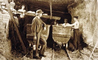 Miners in a Potash Mine, Alsace, c. 1900 by Photographer French