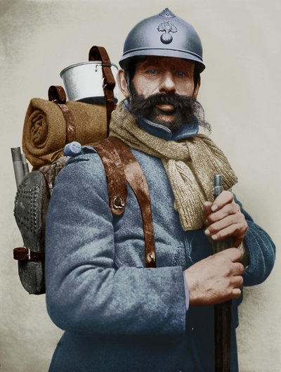 Portrait of a French Soldier in Military Uniform, World War One by Photographer French
