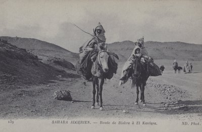 Travellers in the Algerian Sahara on the road from Biskra to El Kantara by Photographer French