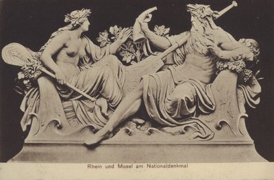 Allegorical figures representing the Rhine and the Mosel on the Nationaldenkmal, monument commemorating the unification of Germany, Rudesheim am Rhein, Hesse by Photographer German