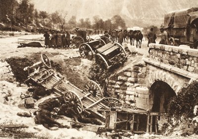 Italian Ammunition Convoy Near Udine Under German Artillery Fire by Photographer German