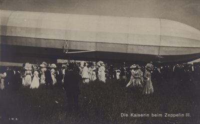 Empress Victoria Augusta of Germany with Zeppelin LZ III by Photographer German
