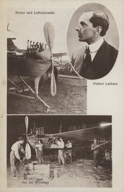 French aviator Hubert Latham and his aeroplane by Photographer German