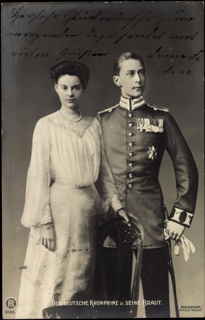 German Crown Prince with Bride, Friedrich Wilhelm, RPH by Photographer German