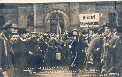 German civilians and soldiers in Berlin, November 1918 by Photographer German