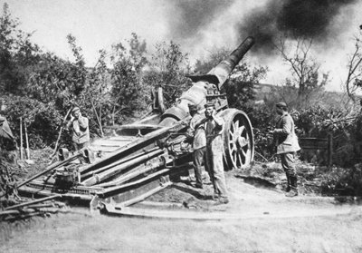 German Soldiers Firing a Heavy Cannon by Photographer German