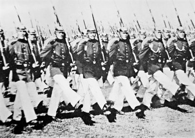 German Troops on Parade Goose-Step Before the Kaiser, 28th August 1911 by Photographer German