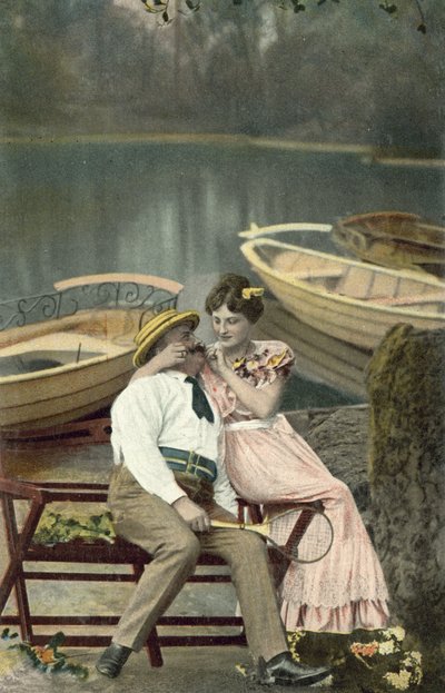 Girl Tweaking the Moustache of Corpulent Man by Photographer German