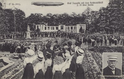 Graf Ferdinand von Zeppelin, and His Airship LZ III over Berlin by Photographer German