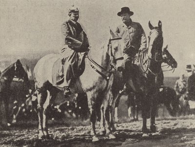 Kaiser Wilhelm II of Germany and US President Theodore Roosevelt watching the German Army on manoeuvres by Photographer German