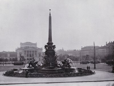 Leipzig: Mendebrunnen Auf Dem Augustusplatz Und Neues Theater by Photographer German