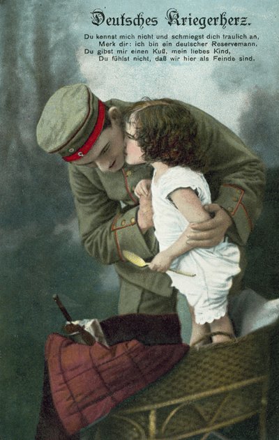 Little Girl Kissing a German Soldier by Photographer German