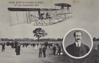 Orville Wright Flying His Aeroplane Over Tempelhof Airfield, Berlin by Photographer German