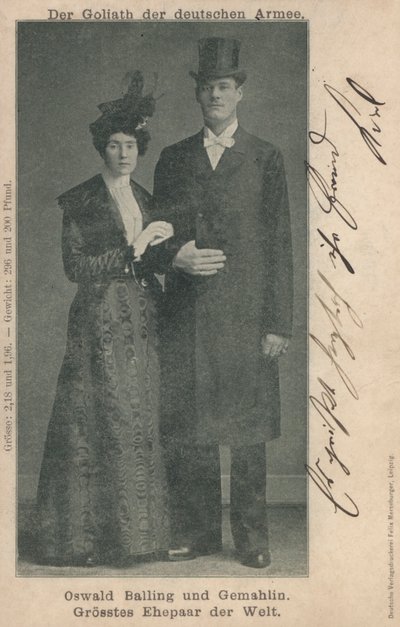 Oswald Balling and his wife, the tallest married couple in the world by Photographer German