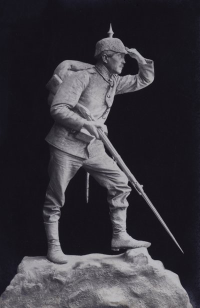 Sculpture of a First World War German soldier looking across the battlefield by Photographer German