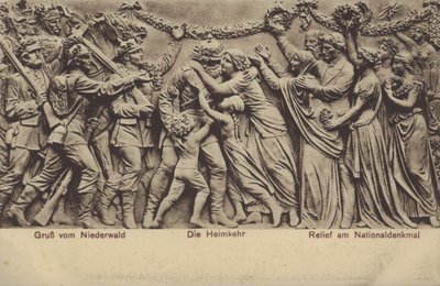 The homecoming, relief on the Nationaldenkmal, monument commemorating the unification of Germany, Rudesheim am Rhein, Hesse by Photographer German