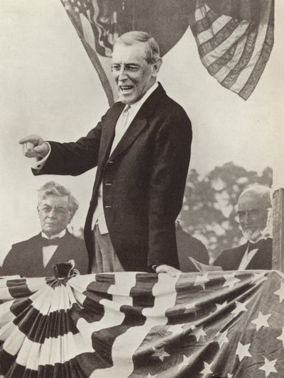 US President Woodrow Wilson, the driving force behind the establishment of the League of Nations, who nevertheless failed to persuade his country to join the organisation by Photographer German