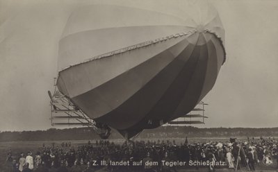 Zeppelin LZ III after landing on the Tegel firing range, Berlin by Photographer German
