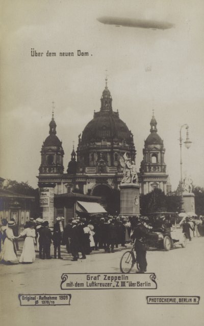 Zeppelin LZ III flying over Berlin Cathedral by Photographer German