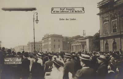 Zeppelin LZ III flying over Unter den Linden, Berlin by Photographer German