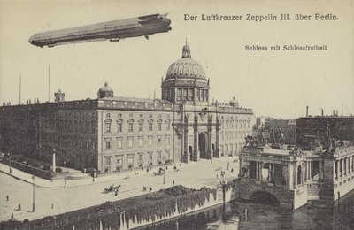 Zeppelin LZ III flying over the City Palace, Berlin by Photographer German