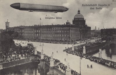 Zeppelin LZ III flying over the City Palace, Berlin by Photographer German
