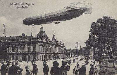 Zeppelin airship flying over Berlin by Photographer German
