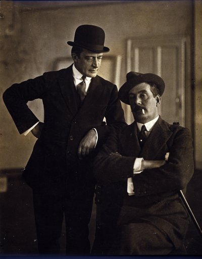 The composer Giacomo Puccini (1858-1924) and the music publisher Tito Ricordi II (1865-1933). by Photographer Italian