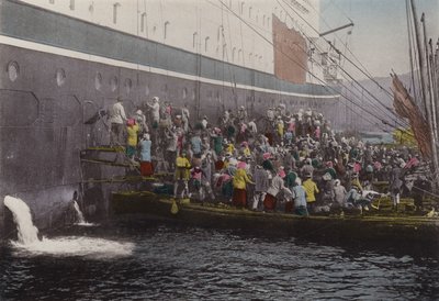 Japan, c.1912: Coaling on the Ship at Nagasaki Harbour by Photographer Japanese