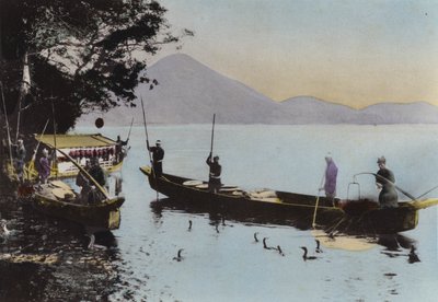 Japan, c.1912: Fishing with a cormorant, Nagaragawa by Photographer Japanese