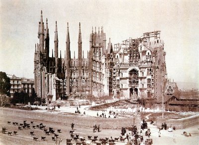 View of the Sagrada Familia, Barcelona, c.1900 by Photographer Spanish