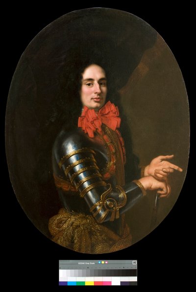 Portrait of Gentleman with armour and red scarf by Pier Francesco Cittadini