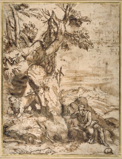 St Jerome Reading in the Wilderness, After Titian by Pier Francesco Mola