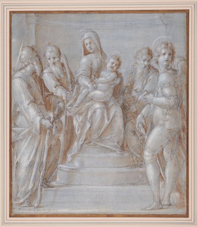The Virgin and Child Enthroned with Saints (c.1525) by Pier Francesco & Puligo Domenico (1492 1527) Foschi