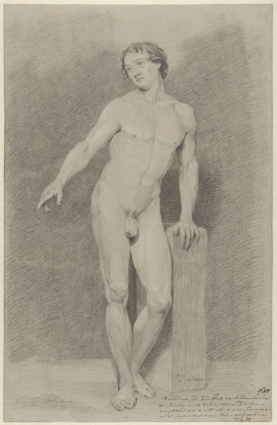 Standing Male Nude with Outstretched Arm, Facing Left by Pier Johannes de Visser