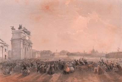Entrance of Vittorio Emanuele II and Napoleon II in Milan, Lombardy by Blaise Nicolas Le Sueur