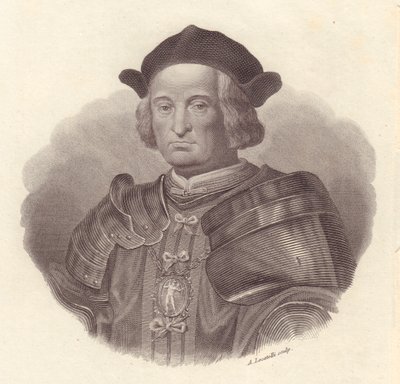 Portrait of Gian Giacomo Trivulzio, copper engraving by Locatelli by Blaise Nicolas Le Sueur
