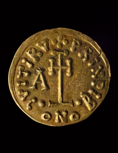 Solidus of Prince Arechi, verso, Lombard coins, 8th century by Blaise Nicolas Le Sueur