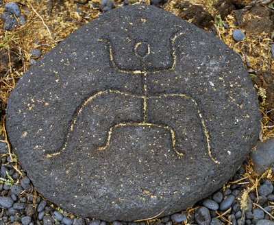 Stone engraving, Puako Petroglyph Archaeological District, Island of Hawaii, United States by Blaise Nicolas Le Sueur
